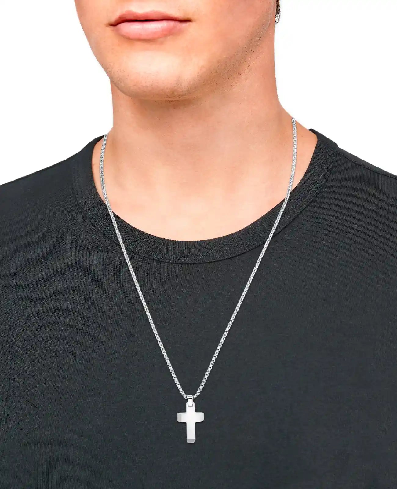 veneziakette mit kantigen abgeschrägten kreuz anhänger
