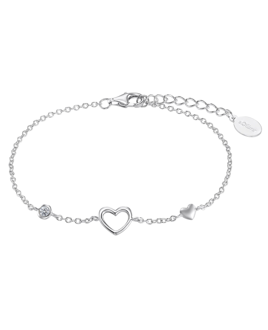 armband mit zirkonia offenens und masives herz eingearbeitet