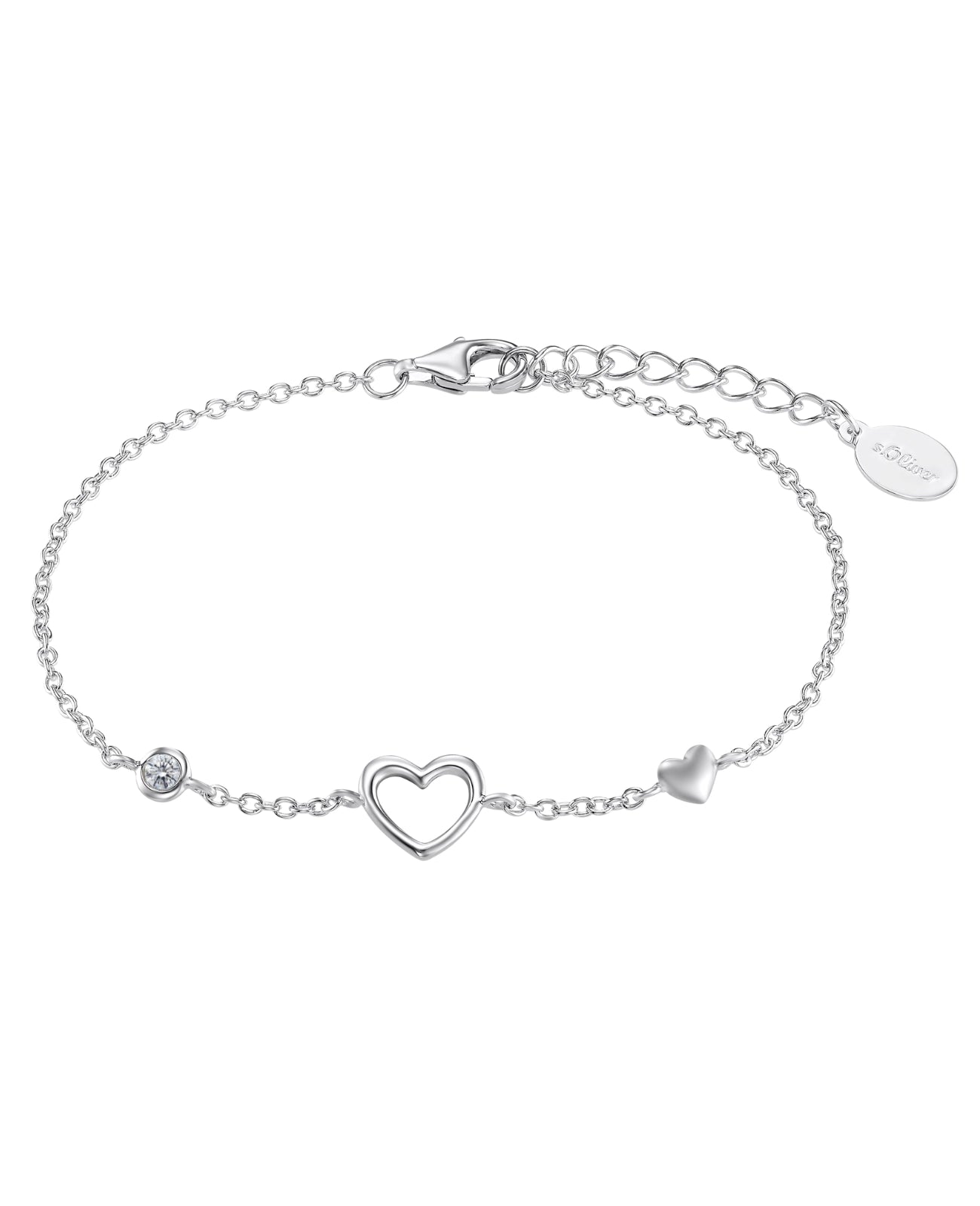 armband mit zirkonia offenens und masives herz eingearbeitet