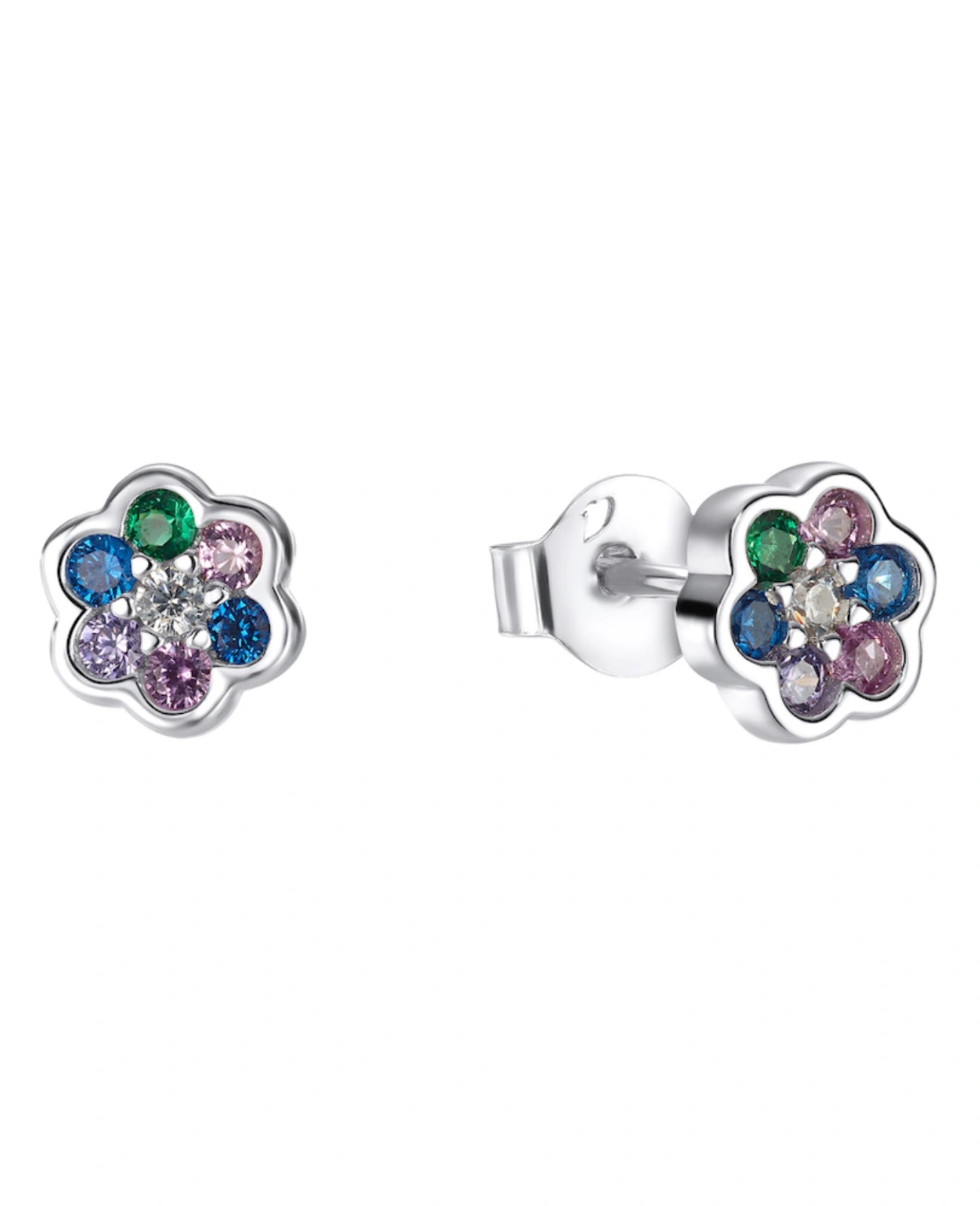 Ohrstecker blumenmotiv farbige steine