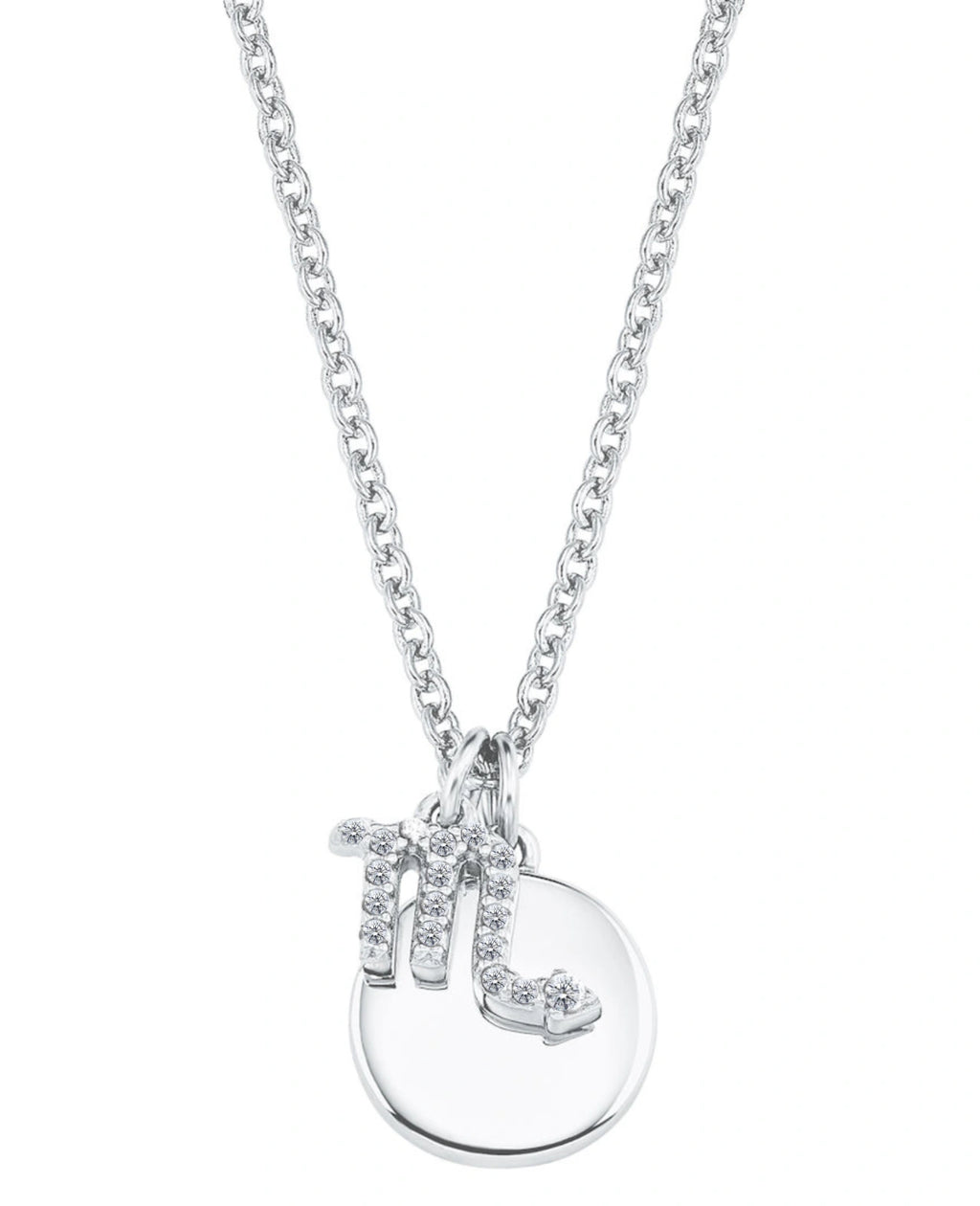 kette mit sternzeichen skorpion anhaenger und gravurplatte rund