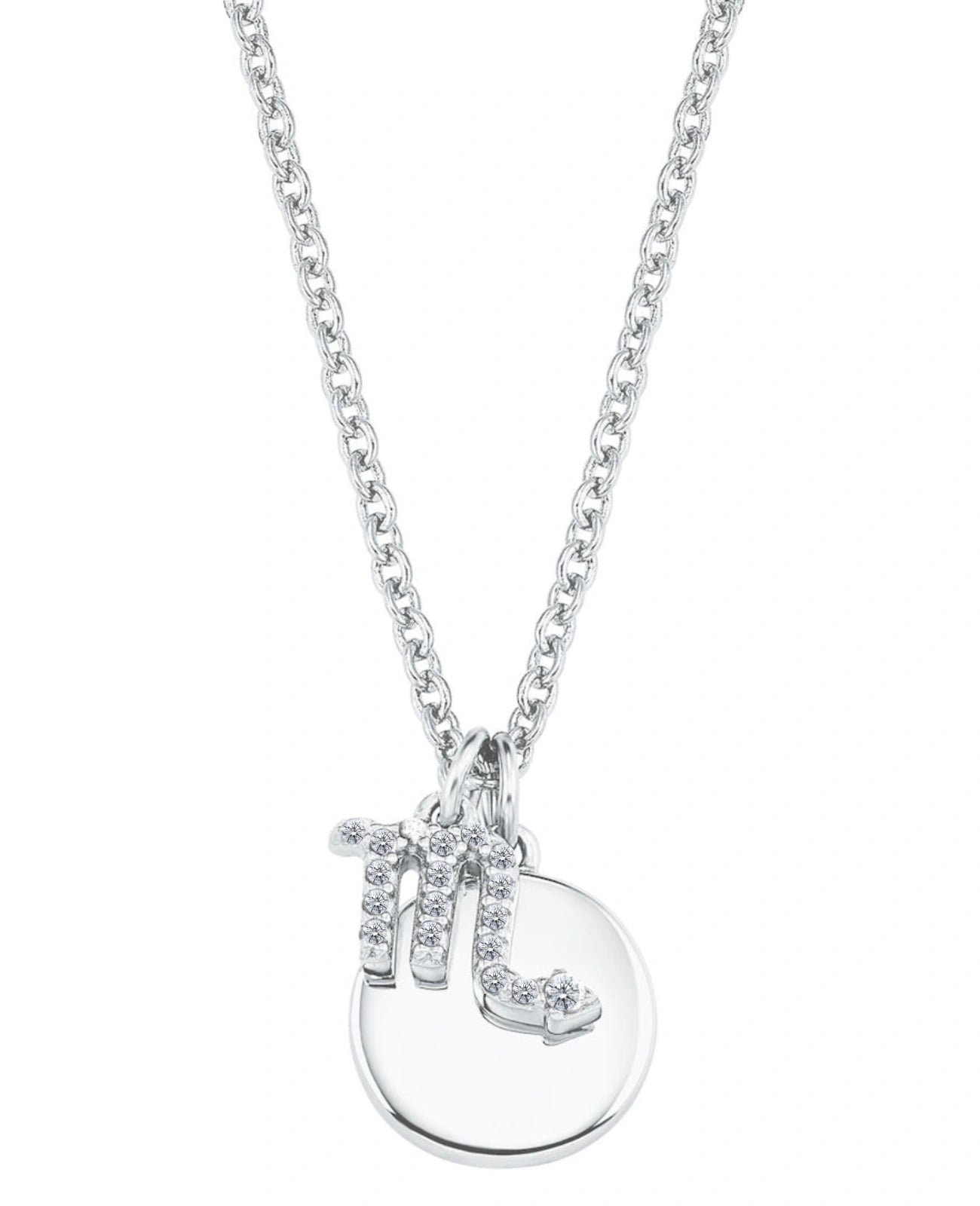 kette mit sternzeichen skorpion anhaenger und gravurplatte rund