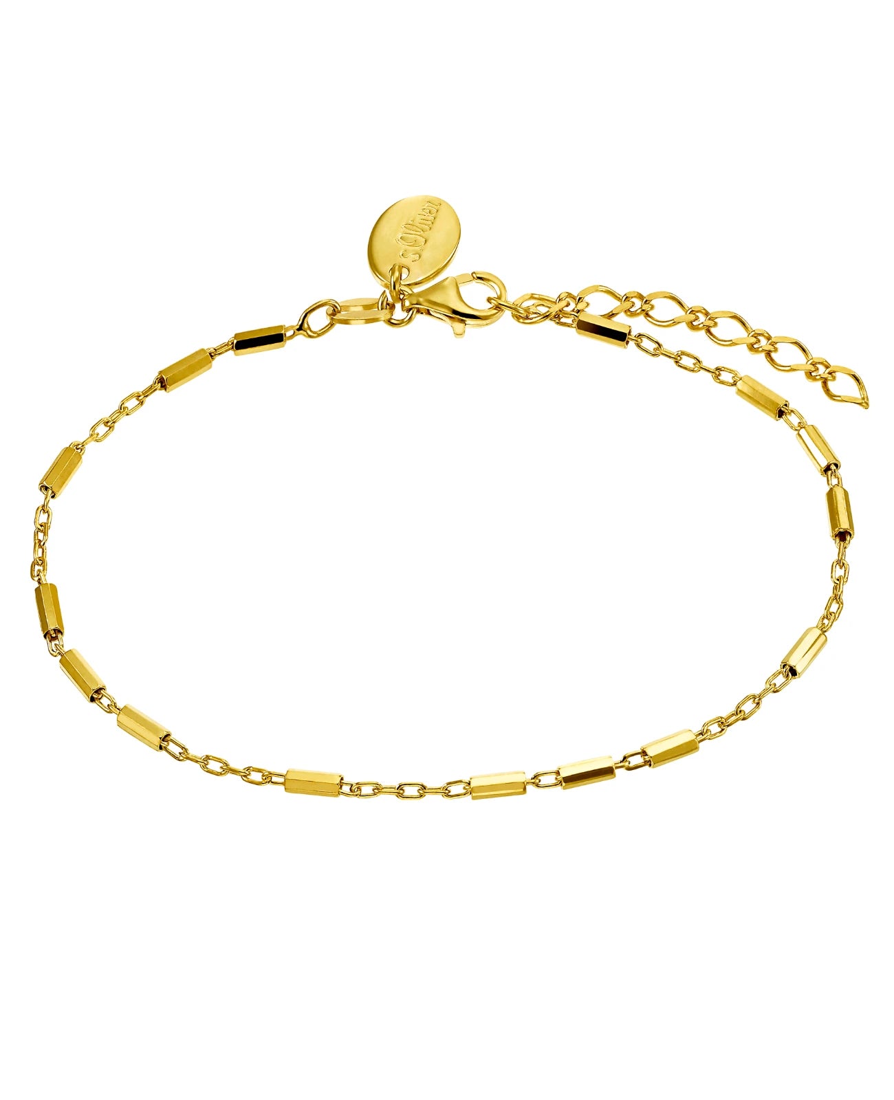 Ankerkette Armband goldfarben mit zylindrischen Zwischenteilen