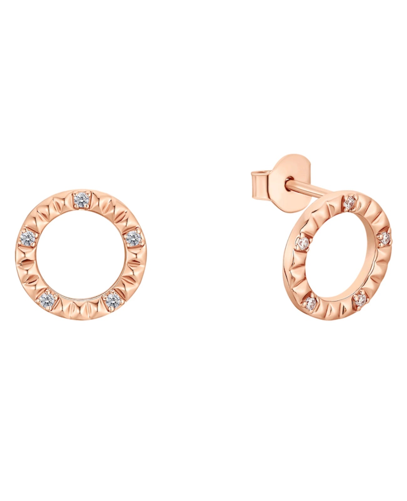 runde reif ohrstecker rosegold mit zirkonia steinen