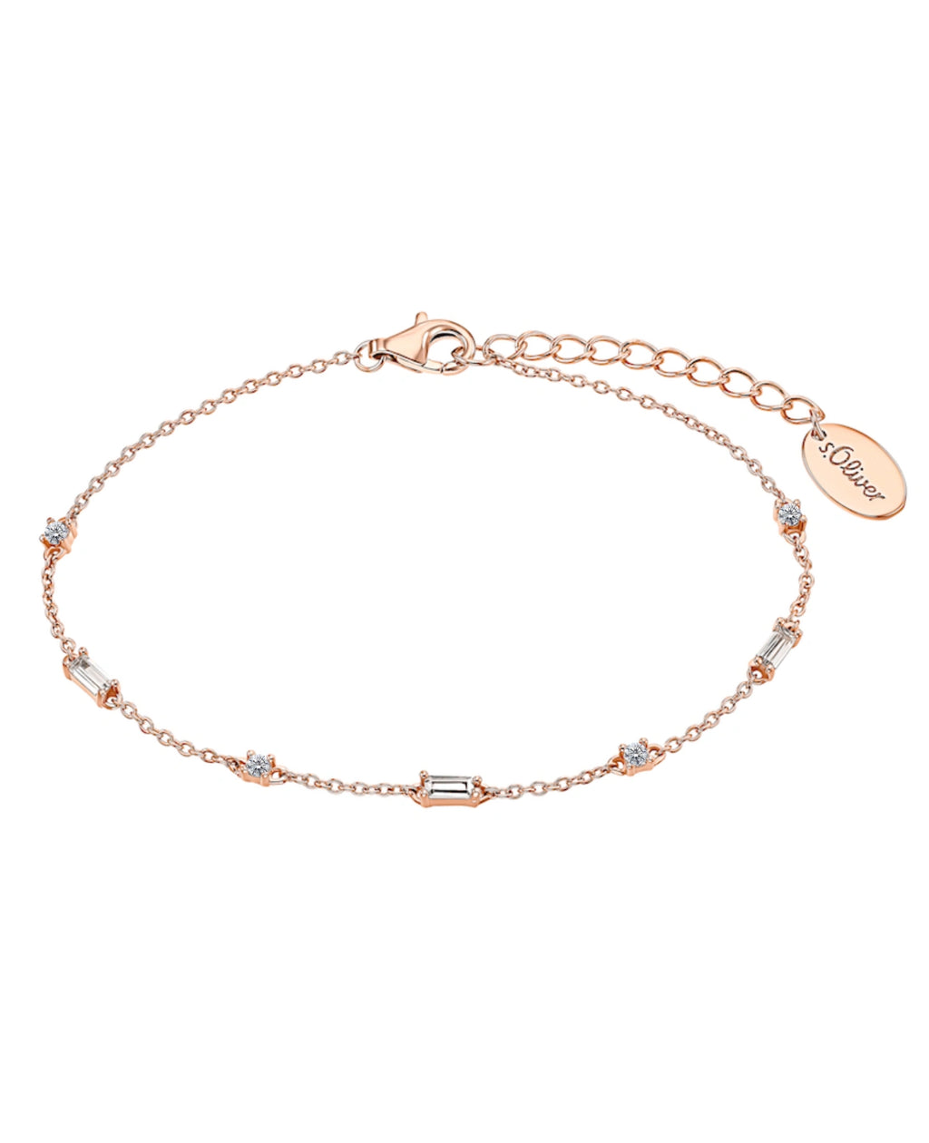 Anker Armband rosegold mit runden und eckigen zirkonia steinen