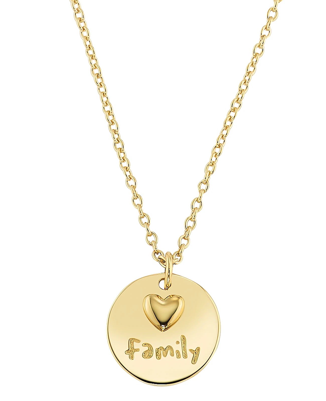 Ankerkette goldfarben mit runden flachen anhänger  herz gravur Family