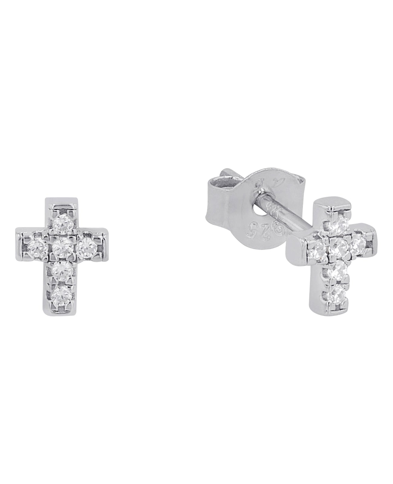 eckige kreuz ohrstecker mit je 6 zirkoniasteinen