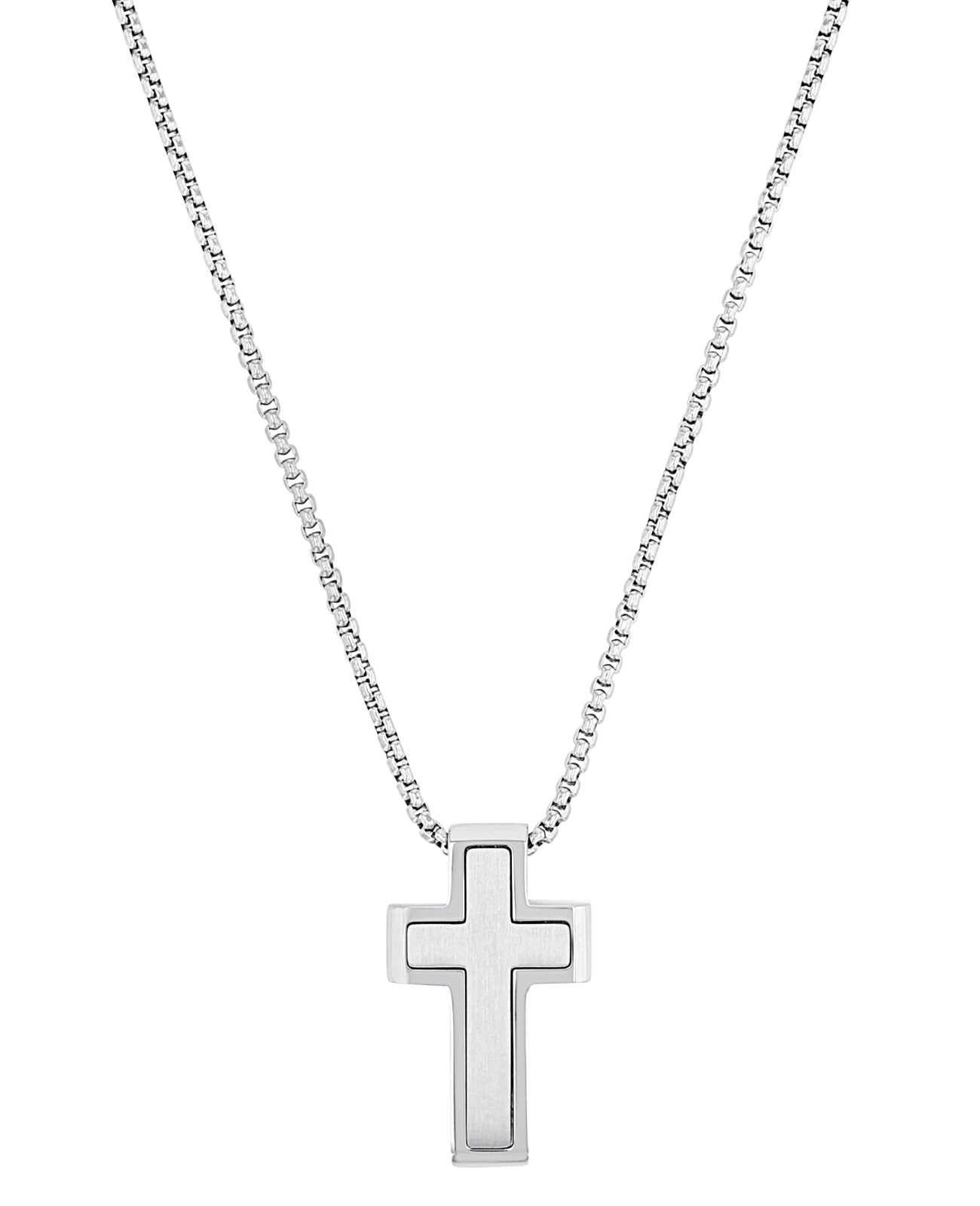 kette mit kreuz anhaenger mitte mattiert rand poliert