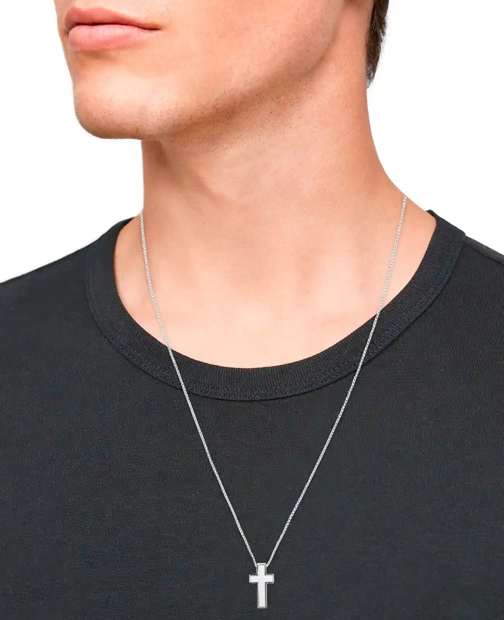 kette mit kreuz anhaenger mitte mattiert rand poliert