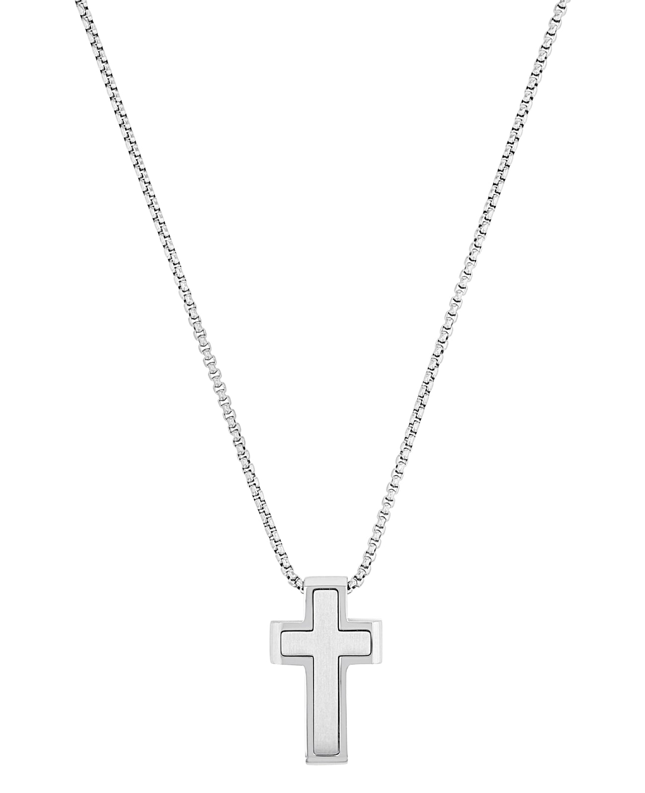 kette mit kreuz anhaenger mitte mattiert rand poliert