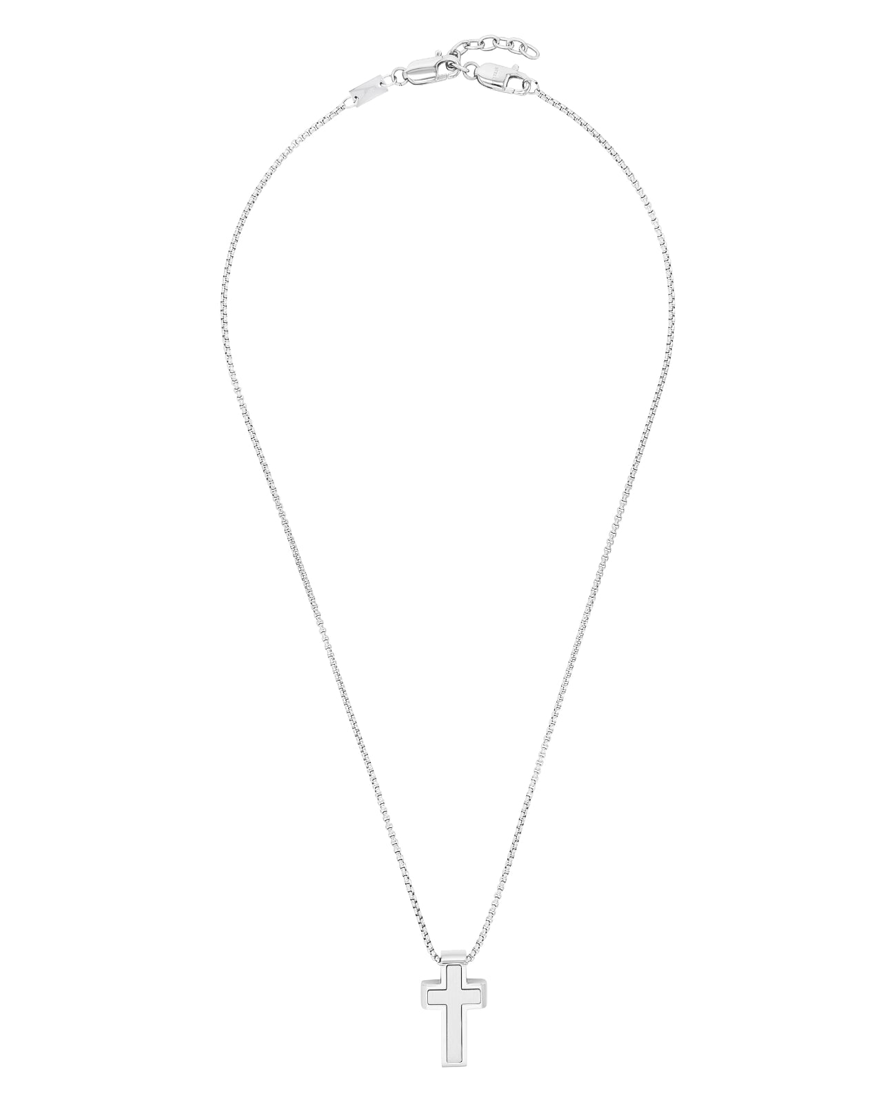 kette mit kreuz anhaenger mitte mattiert rand poliert