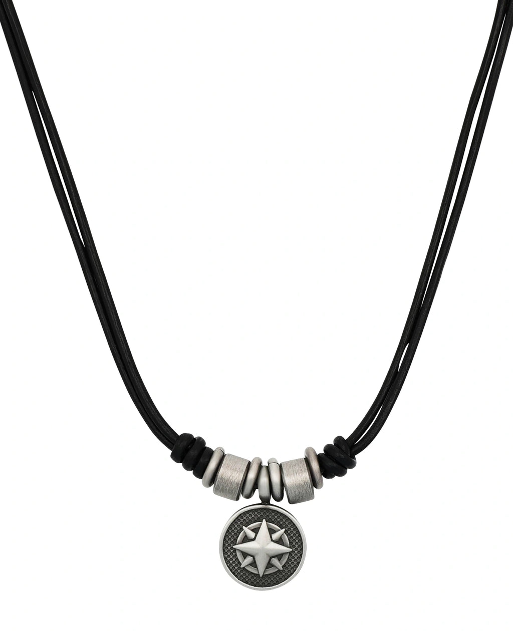 lederkette mit anhaenger kompass