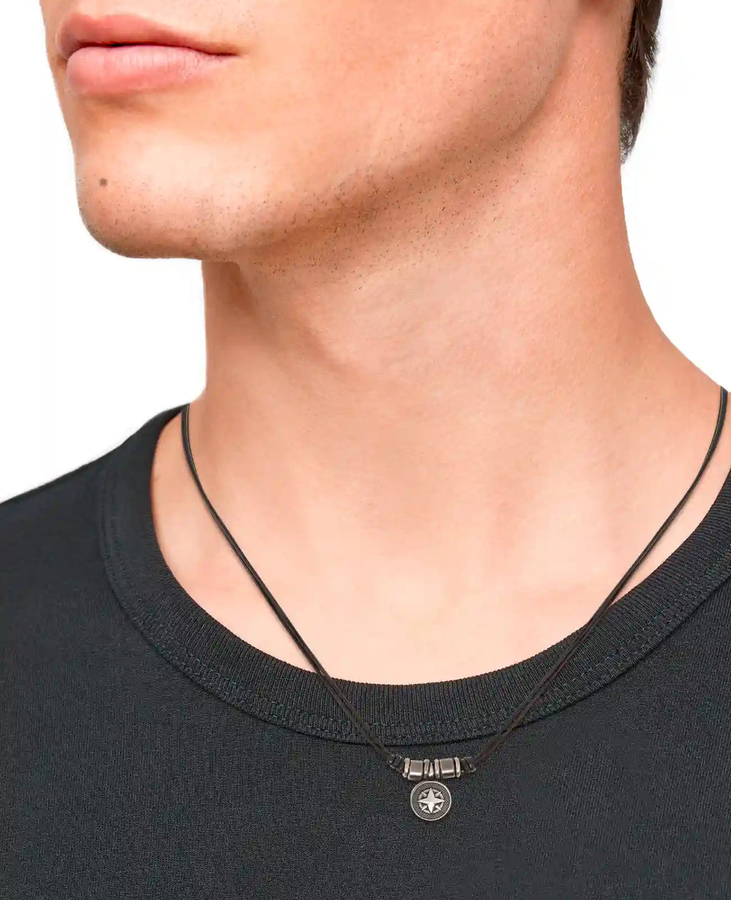 lederkette mit anhaenger kompass