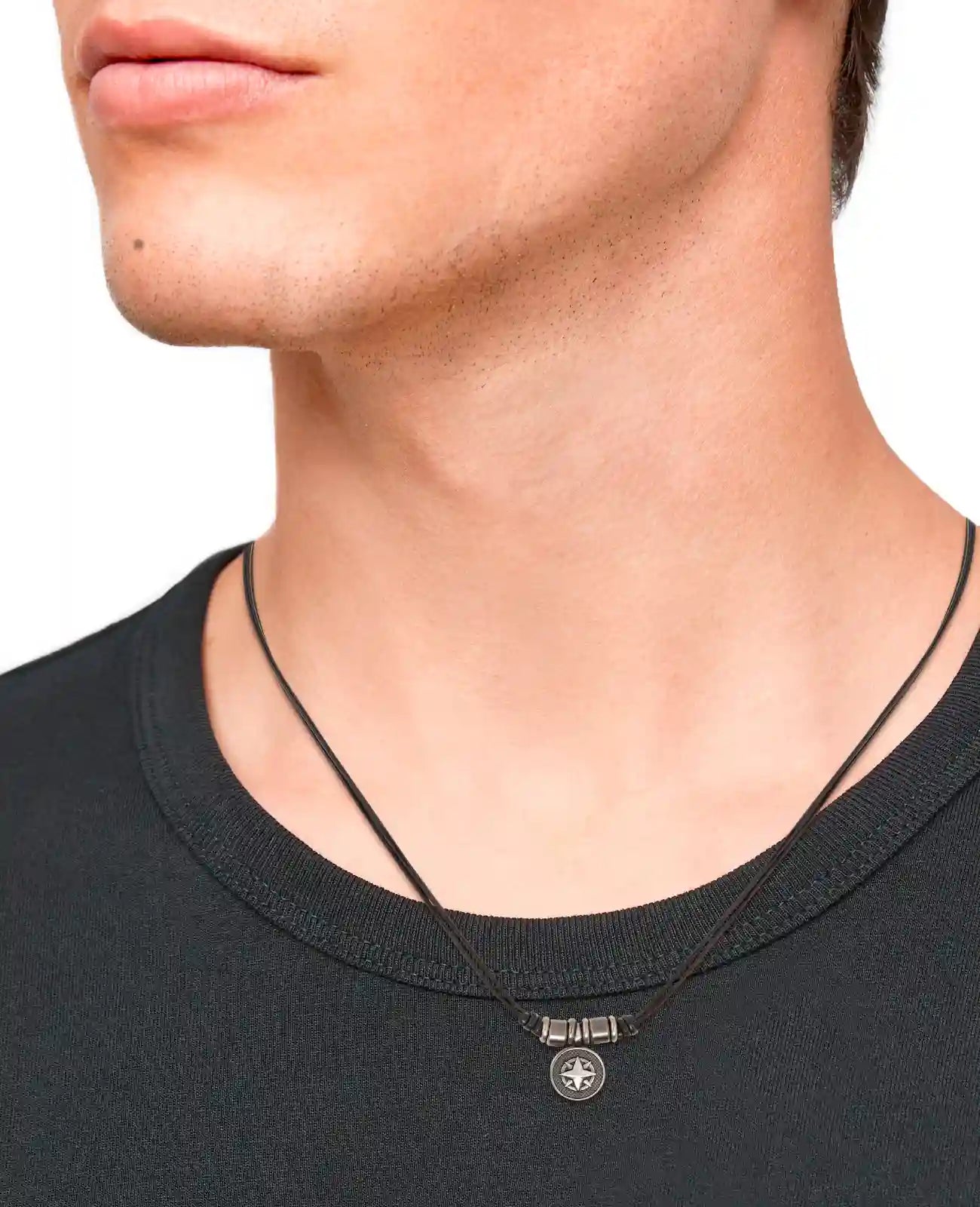 lederkette mit anhaenger kompass