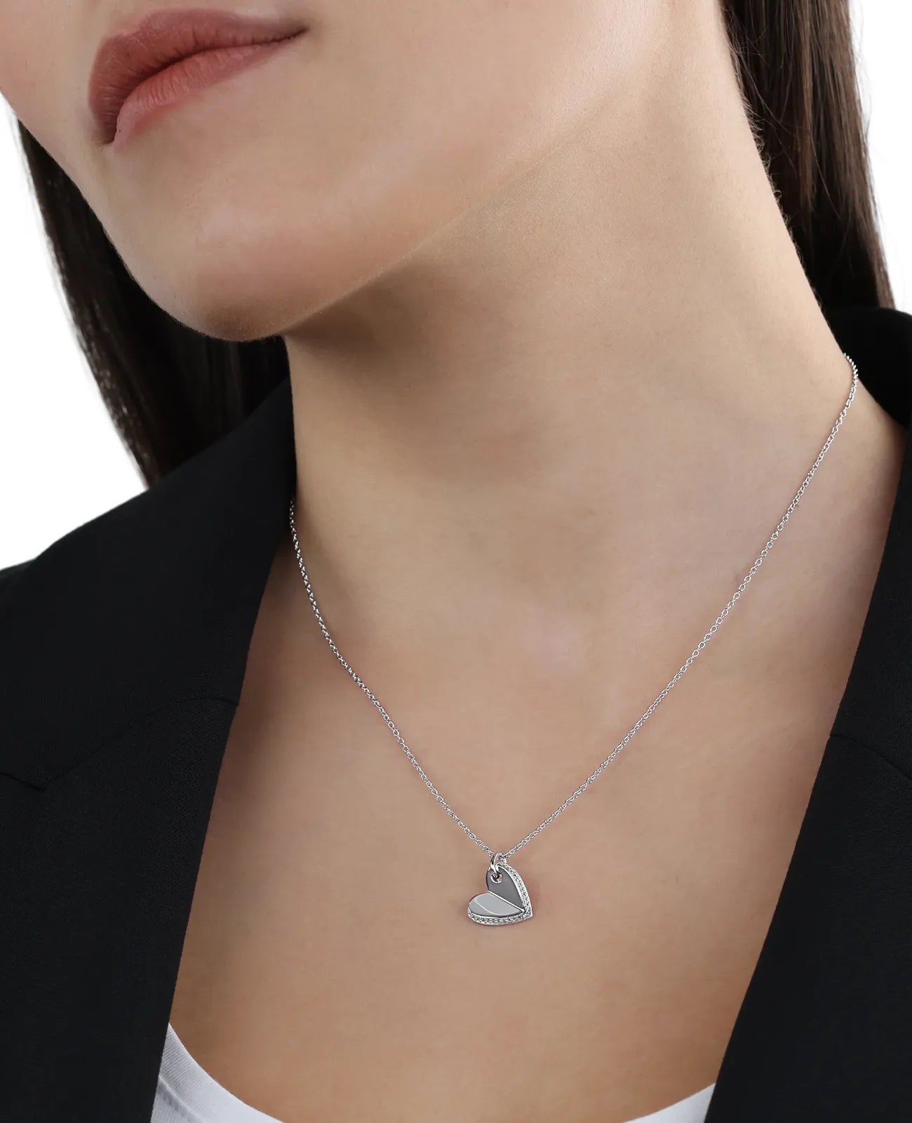 kette mit herz anhänger äußerer rad mit zirkonia besetzt