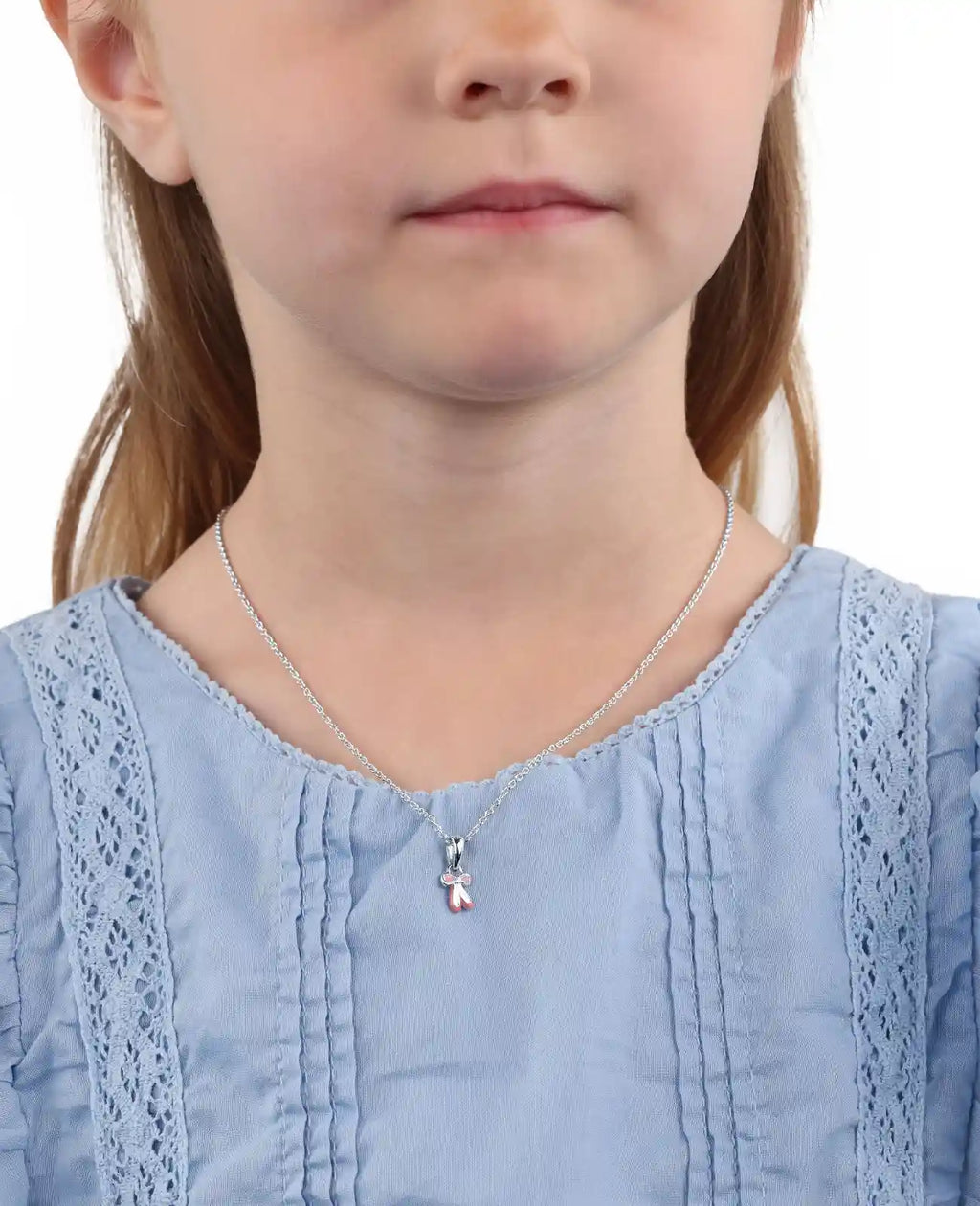 kinderkette mit anhaenger rosa ballerina schuhe