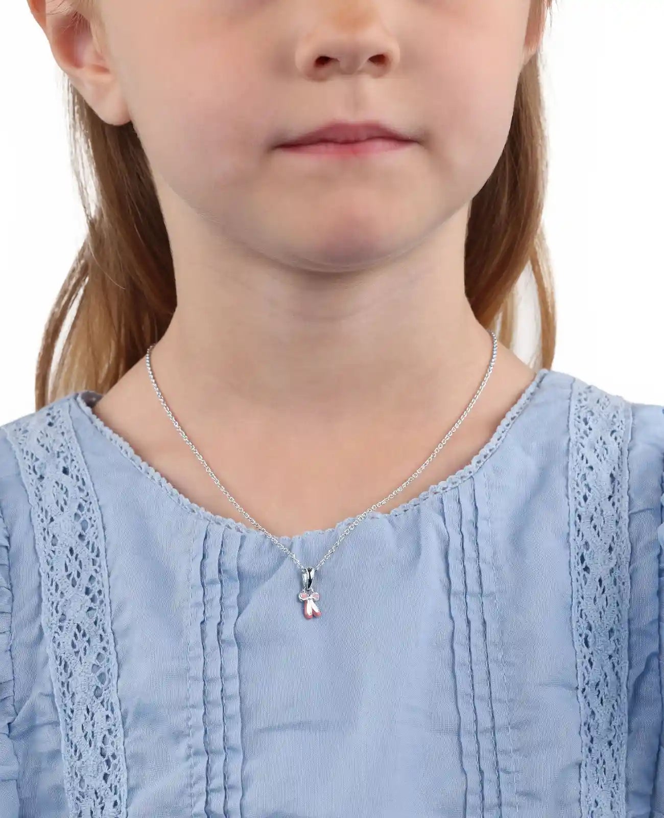 kinderkette mit anhaenger rosa ballerina schuhe