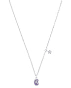 kinderkette mit anhaenger blume und zahl sechs in lila