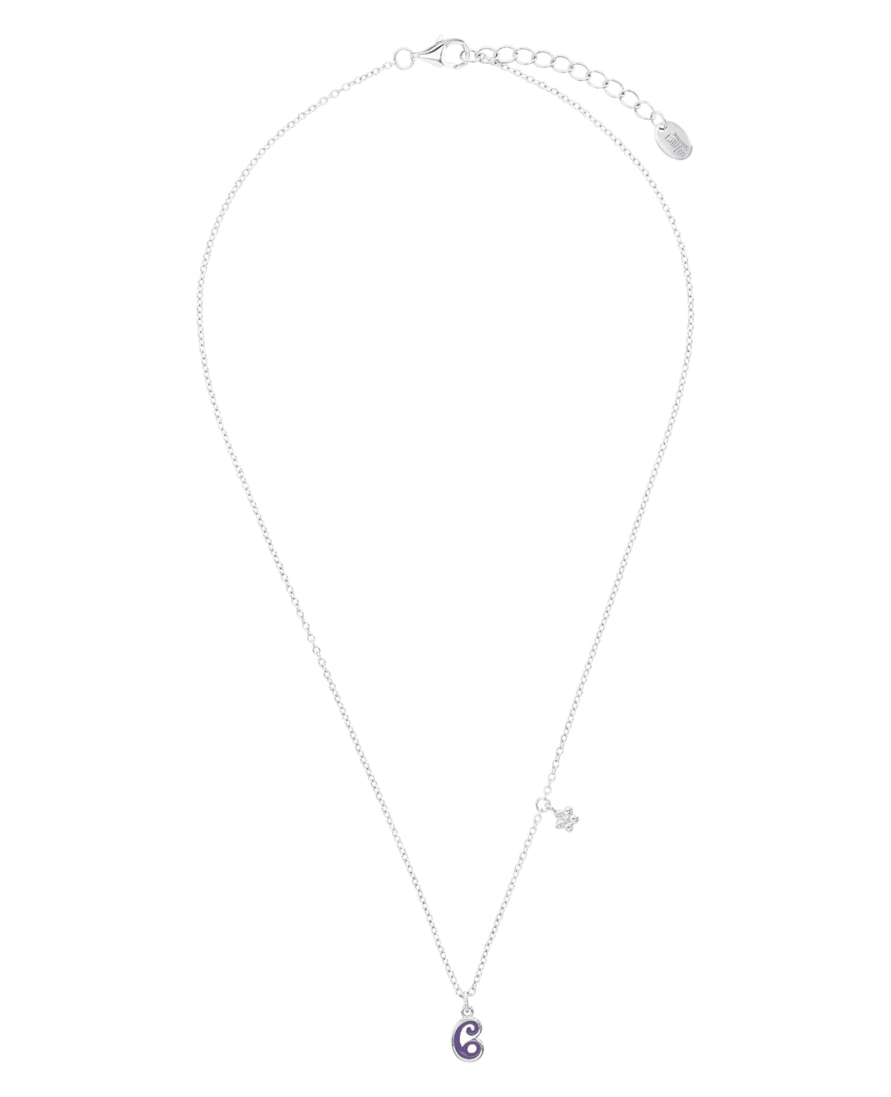 kinderkette mit anhaenger blume und zahl sechs in lila