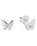 kinder ohrstecker schmetterling mit rosa zirkonia in der mitte