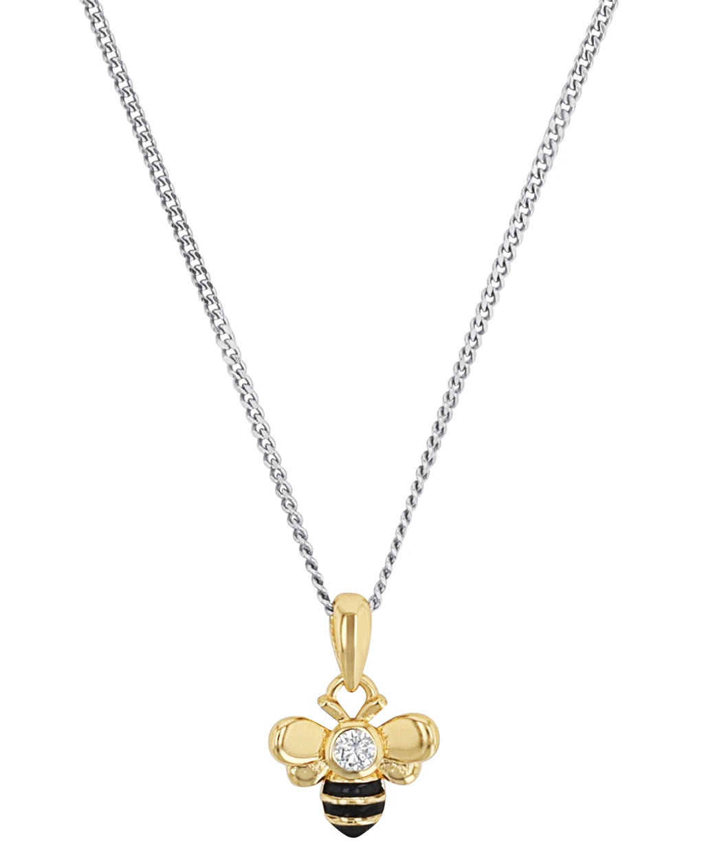 kinder kette mit anhaenger biene in gold mit zirkonia stein
