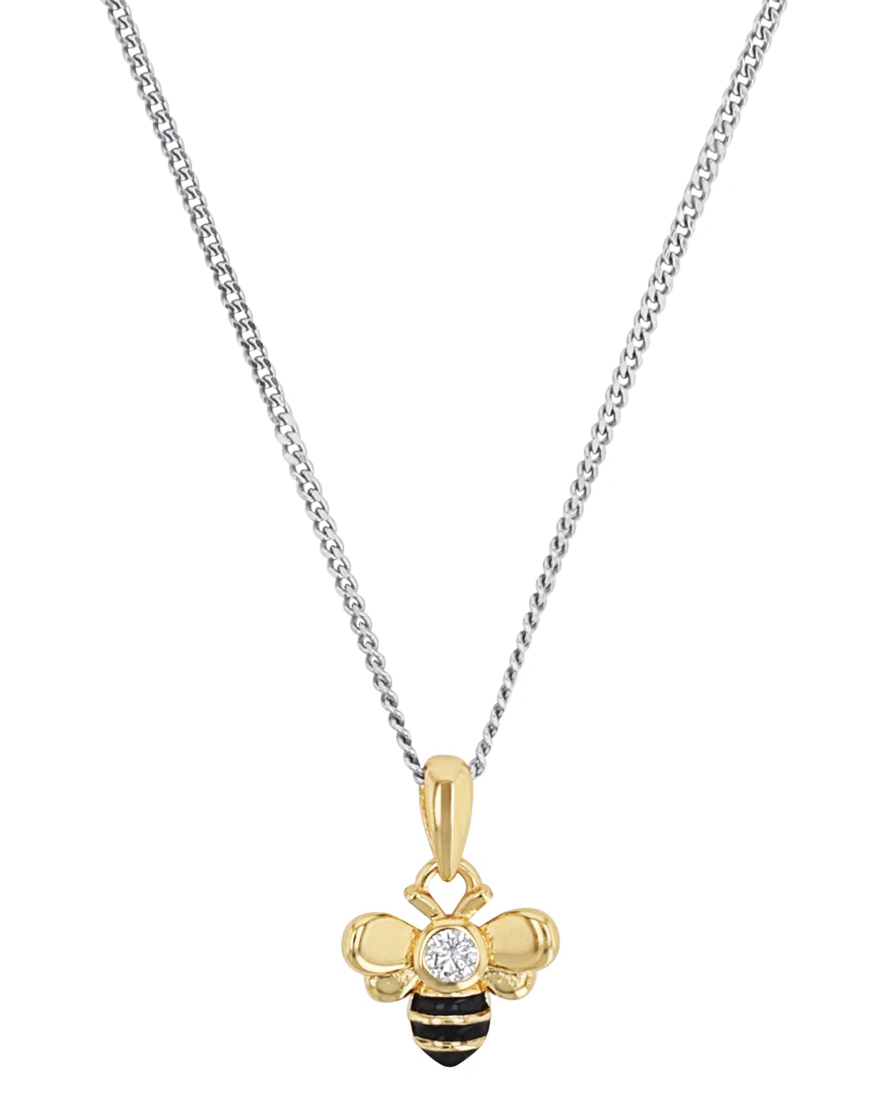 kinder kette mit anhaenger biene in gold mit zirkonia stein