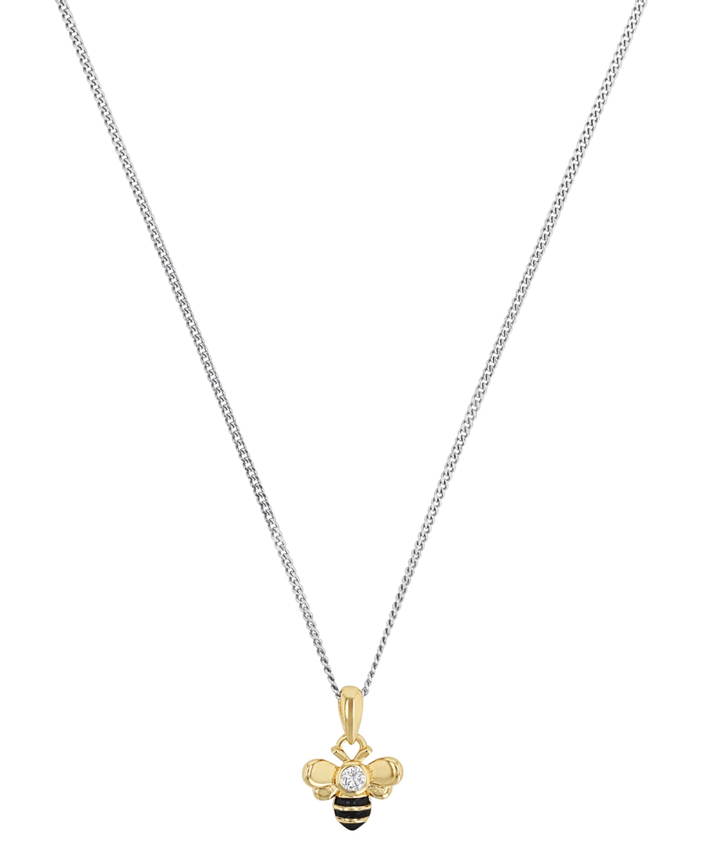 kinder kette mit anhaenger biene in gold mit zirkonia stein
