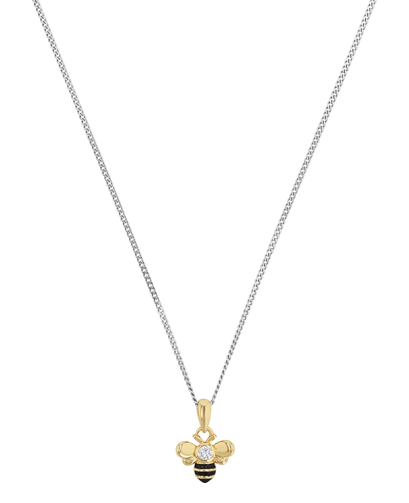 kinder kette mit anhaenger biene in gold mit zirkonia stein