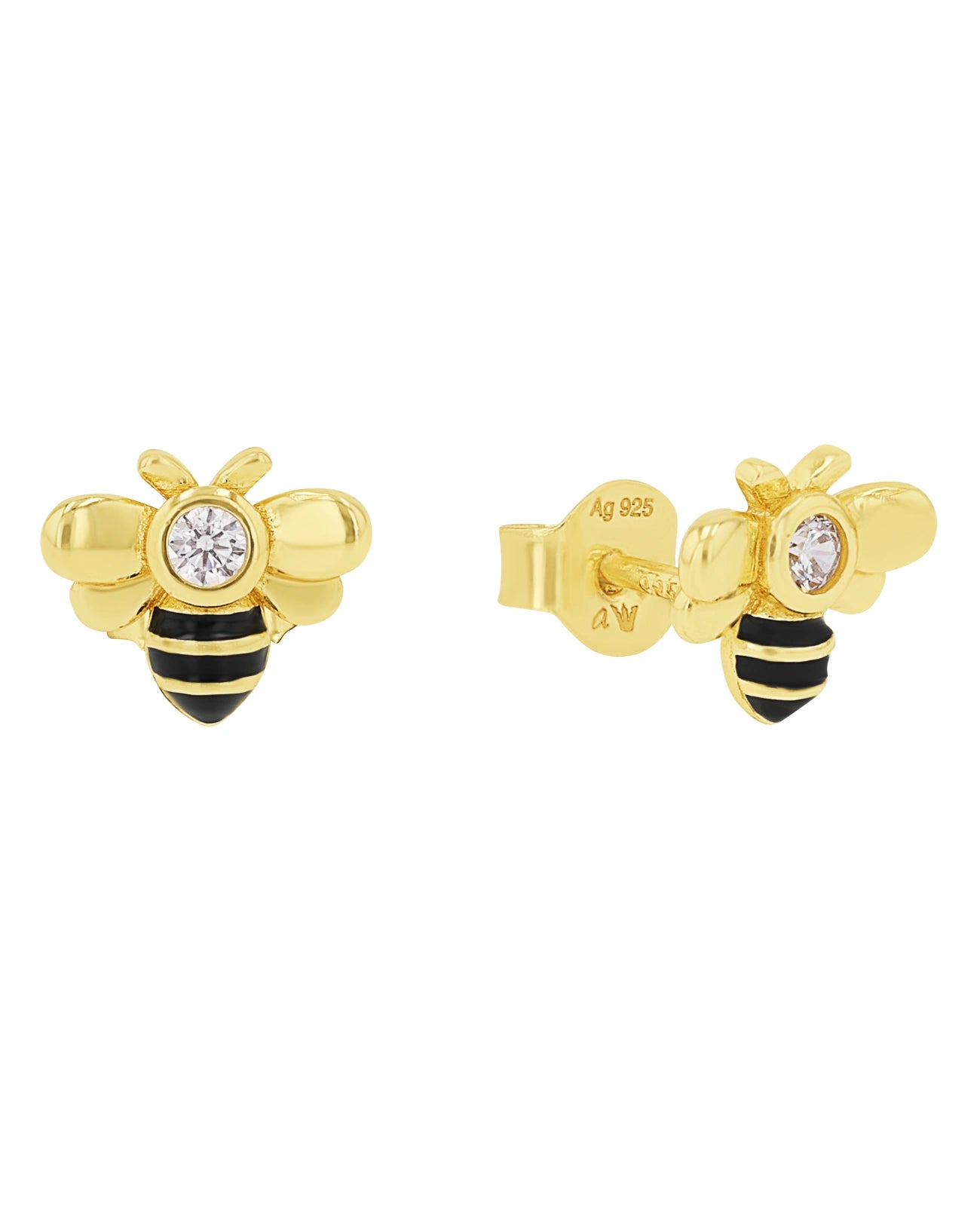 kinder ohrstecker biene in gold mit zirkonia