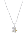 kette mit anhaenger blume und schmetterling bestzt mit champagner zirkonia steinen