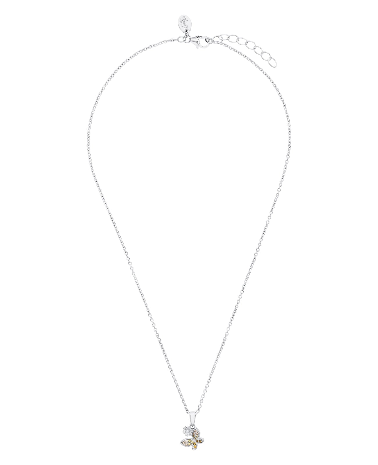 kette mit anhaenger blume und schmetterling bestzt mit champagner zirkonia steinen