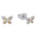 kinder ohrstecker schmetterling mit zirkonia steine in champagner farbe
