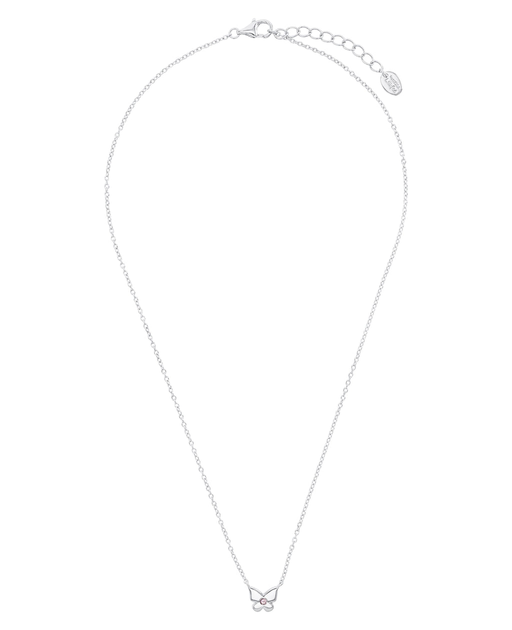 kinderkette mit schmetterlingmotiv und rosa zirkonia in der mitte