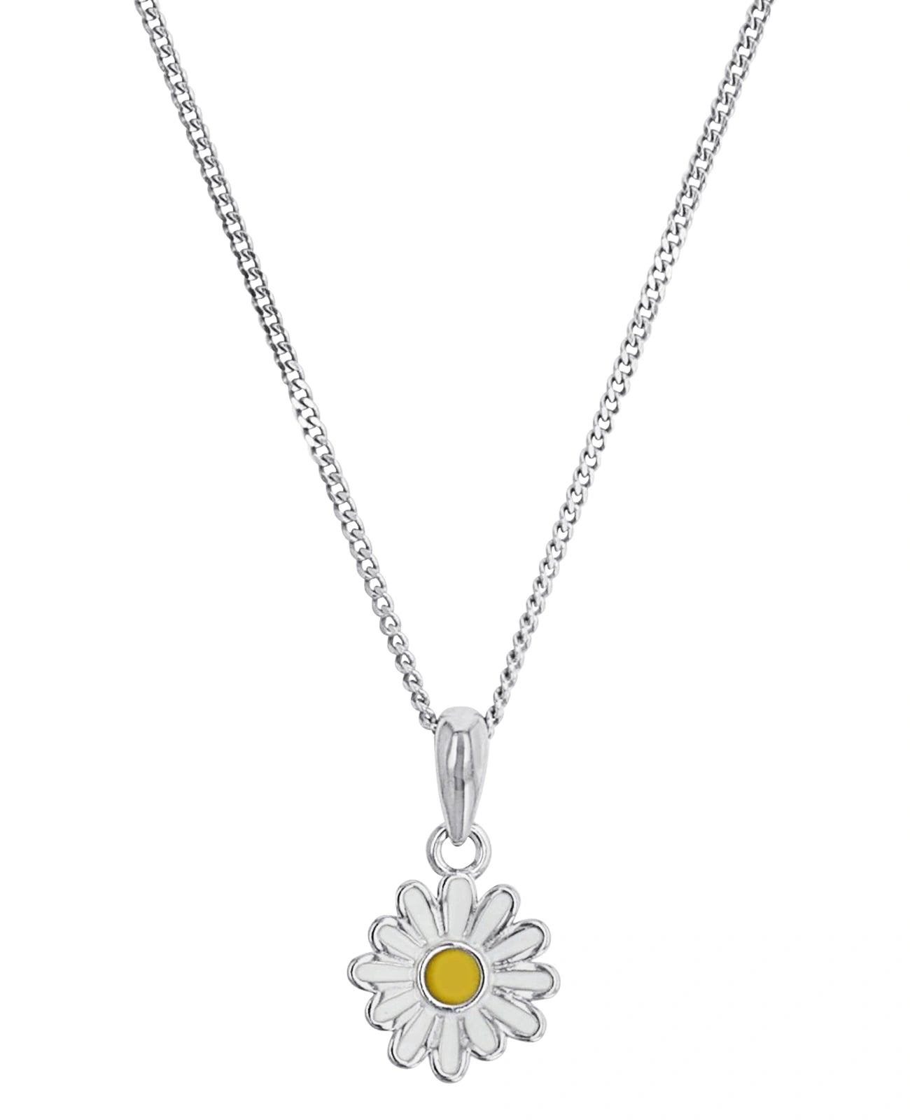 kinderkette mit anhaenger blume weiss gelb