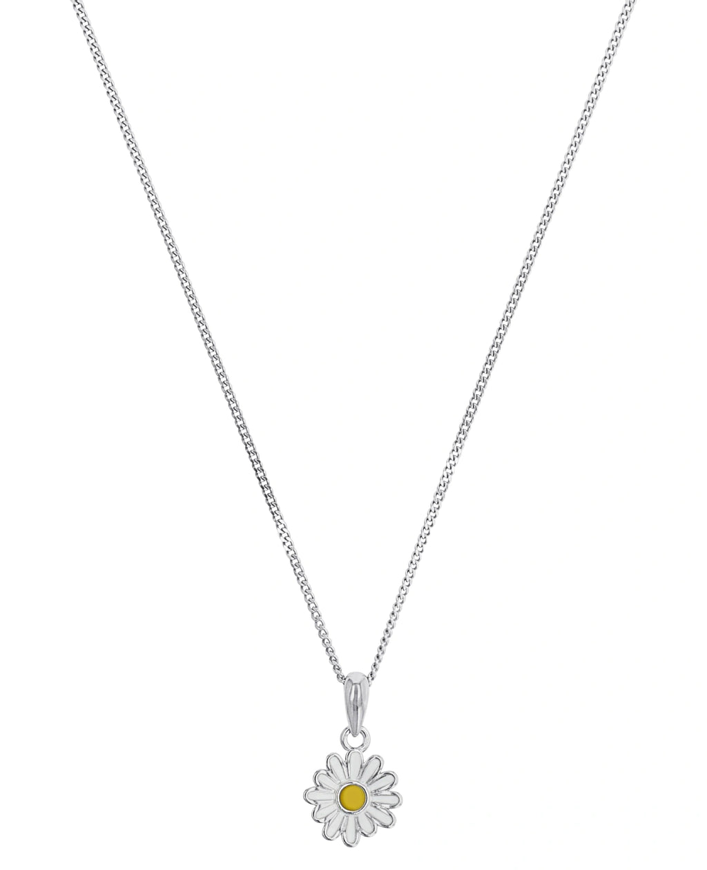 kinderkette mit anhaenger blume weiss gelb