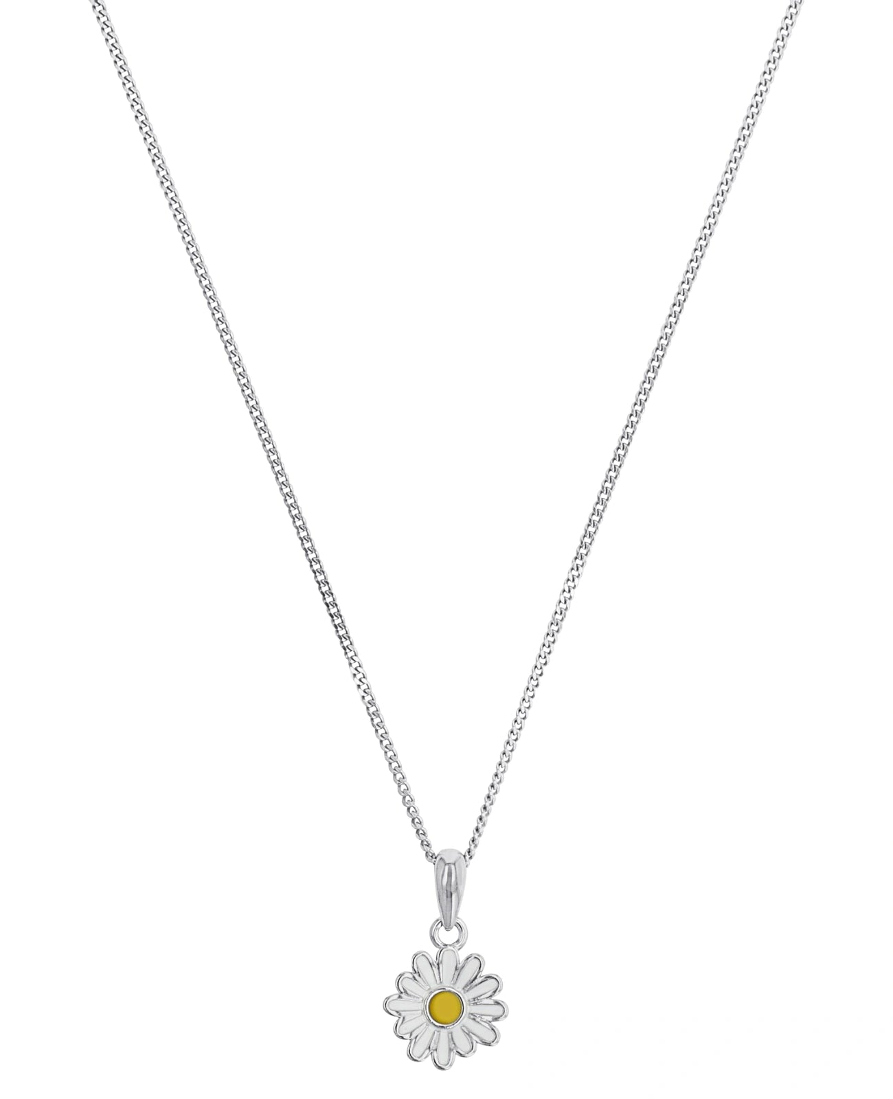 kinderkette mit anhaenger blume weiss gelb