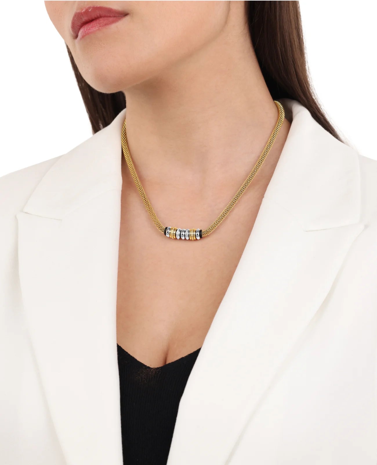 kette mit mehreren runden zwischenteilen in bicolor
