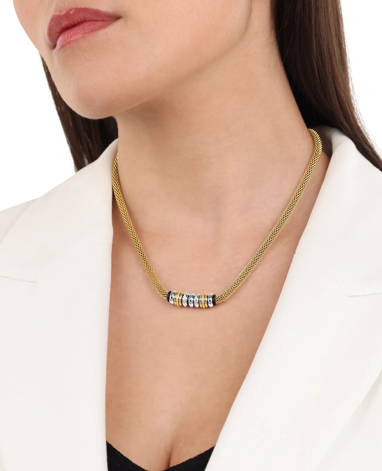 kette mit mehreren runden zwischenteilen in bicolor