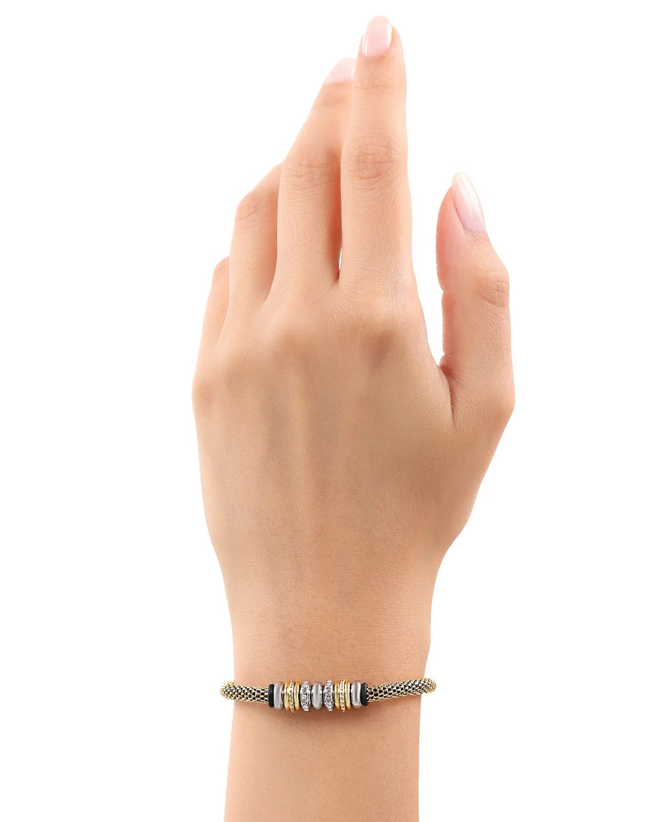 armband mit mehreren runden bicolor zwischenteilen