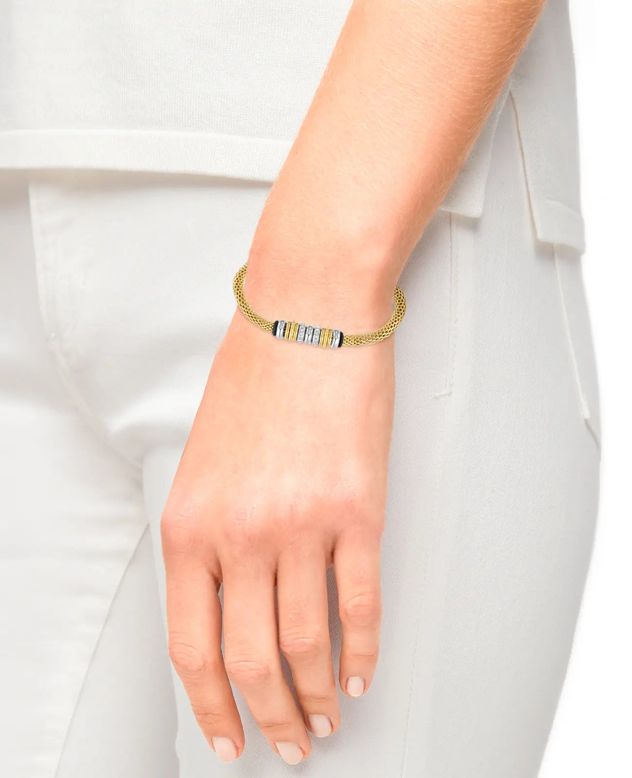 armband mit mehreren runden bicolor zwischenteilen