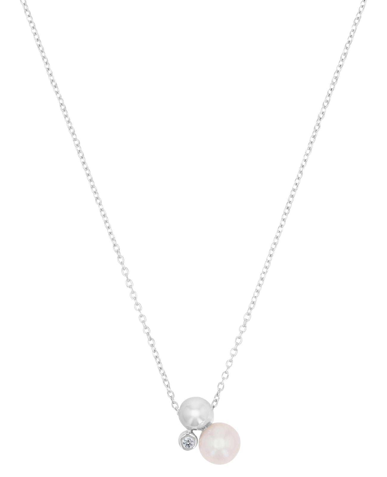 kette mit anhänger  kugel mit perle darunter und seitlich ein zirkonia stein
