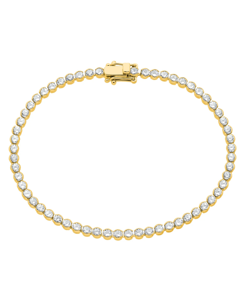 goldfarbenes tennisarmband lauter angereihte zirkonia steine in zargenfassung