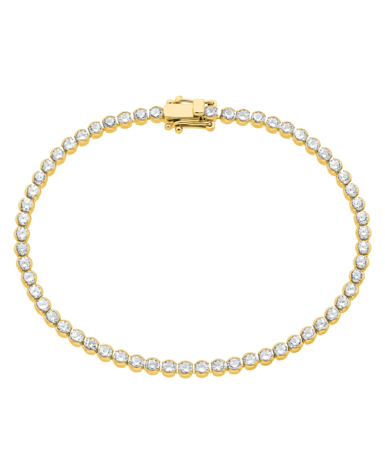 goldfarbenes tennisarmband lauter angereihte zirkonia steine in zargenfassung