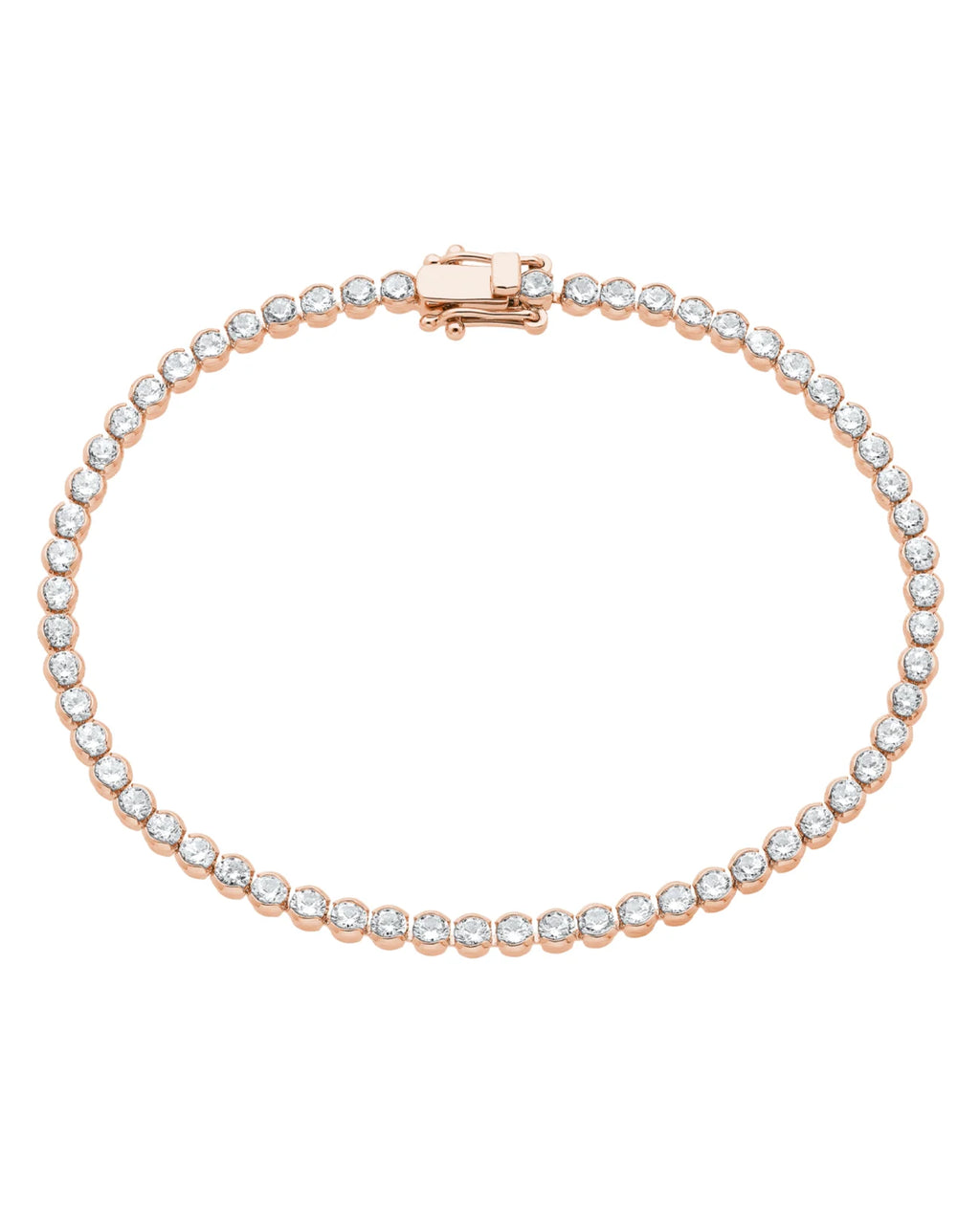 rosefarbenes tennisarmband lauter angereihte zirkonia steine in zargenfassung