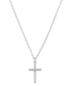 ankerkette mit glatten kreuz anhaenger hellblauer zirkinia in der mitte