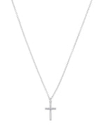 ankerkette mit glatten kreuz anhaenger hellblauer zirkinia in der mitte