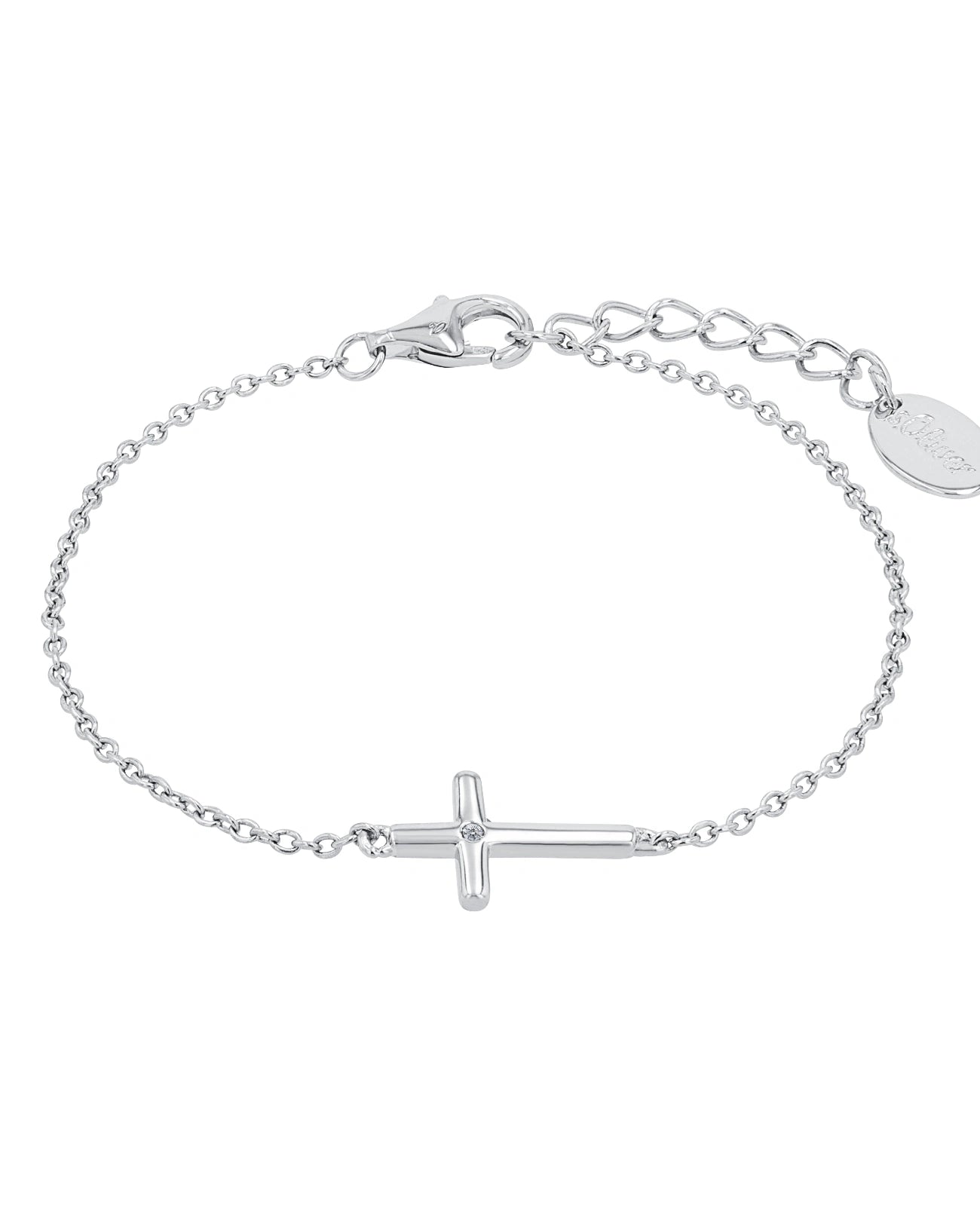 arrmband mit eingearbeiteten kreuz hellbaluer zirkonia in der mitte