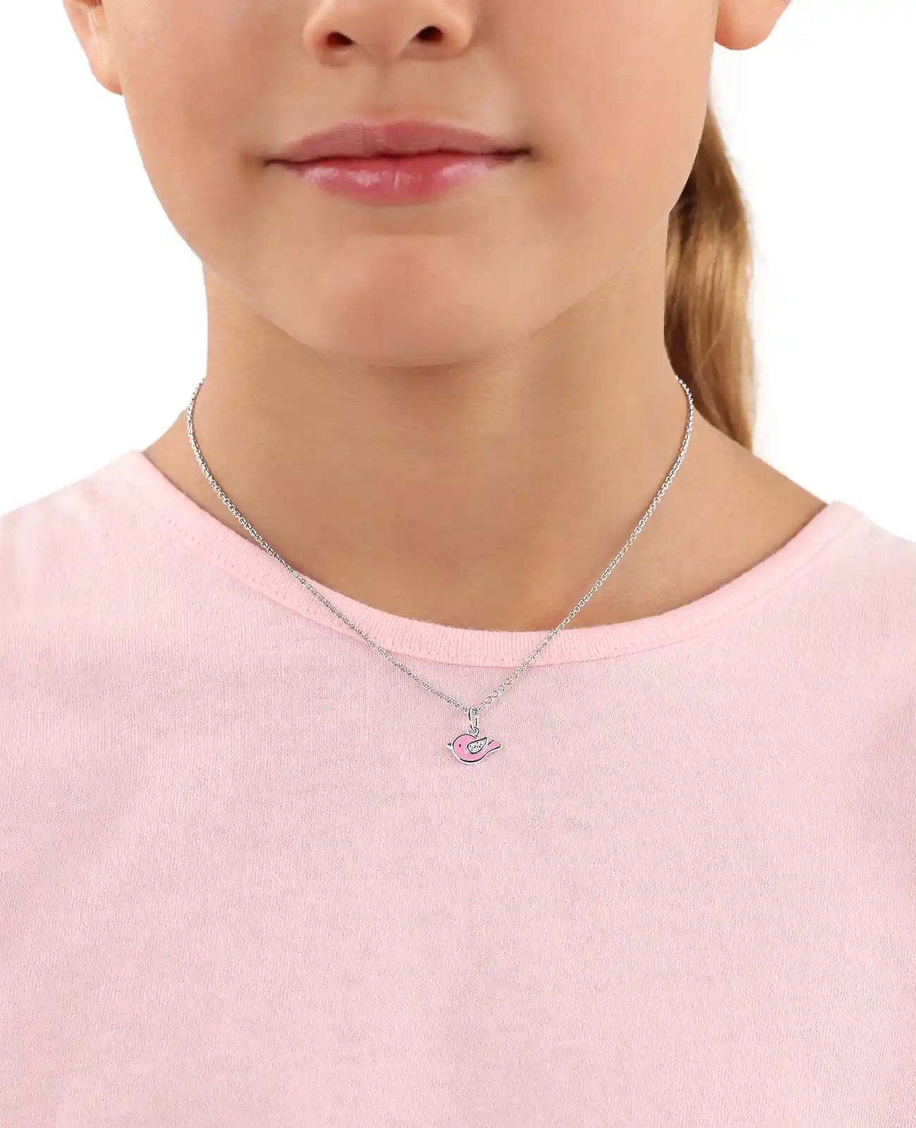 ankerkette mit rosa vogel anhaenger zirkonia im fluegel
