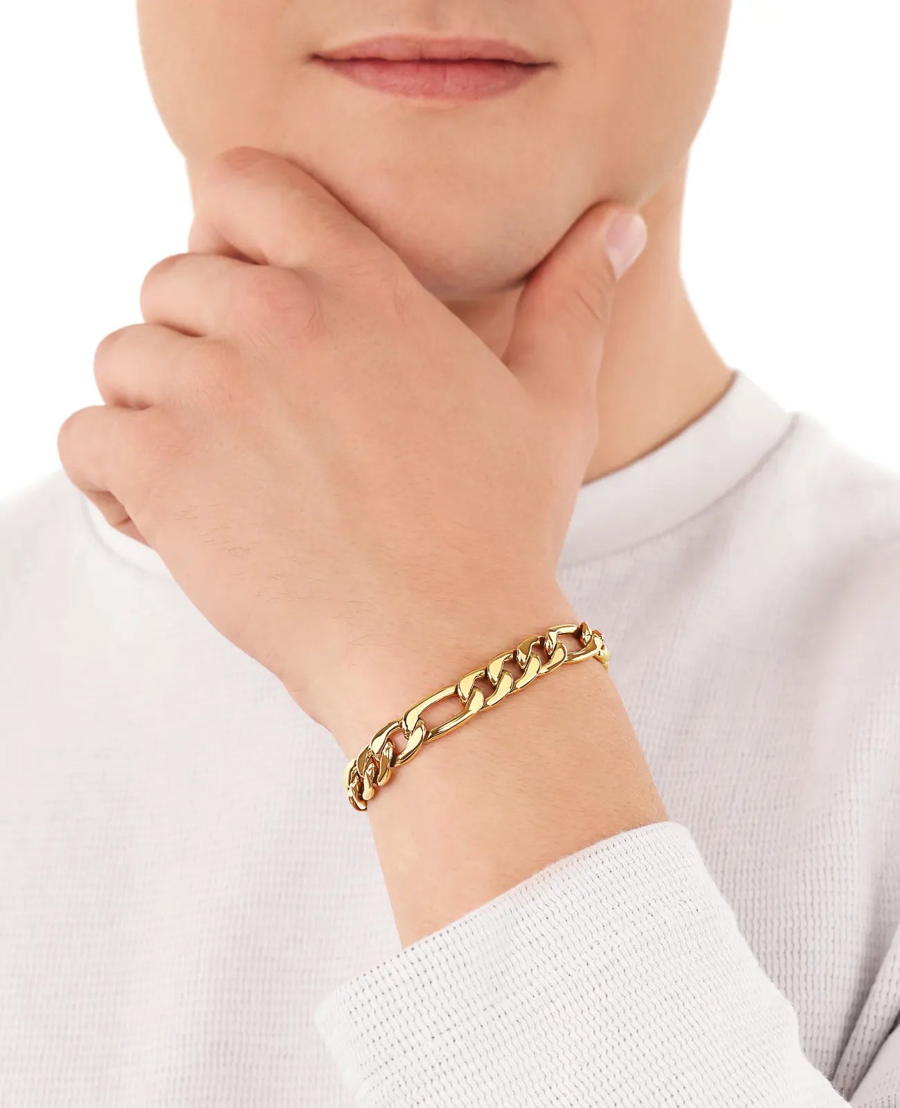 breites figaro armbad gold mit karabiner verschluss