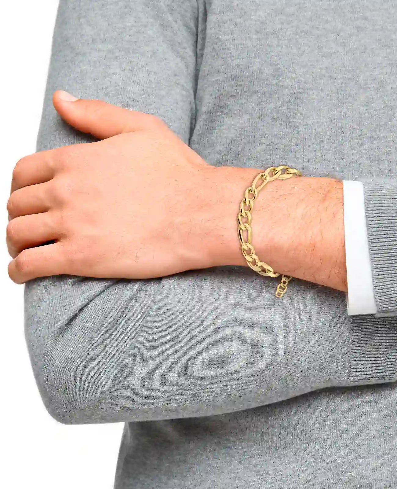 breites figaro armbad gold mit karabiner verschluss